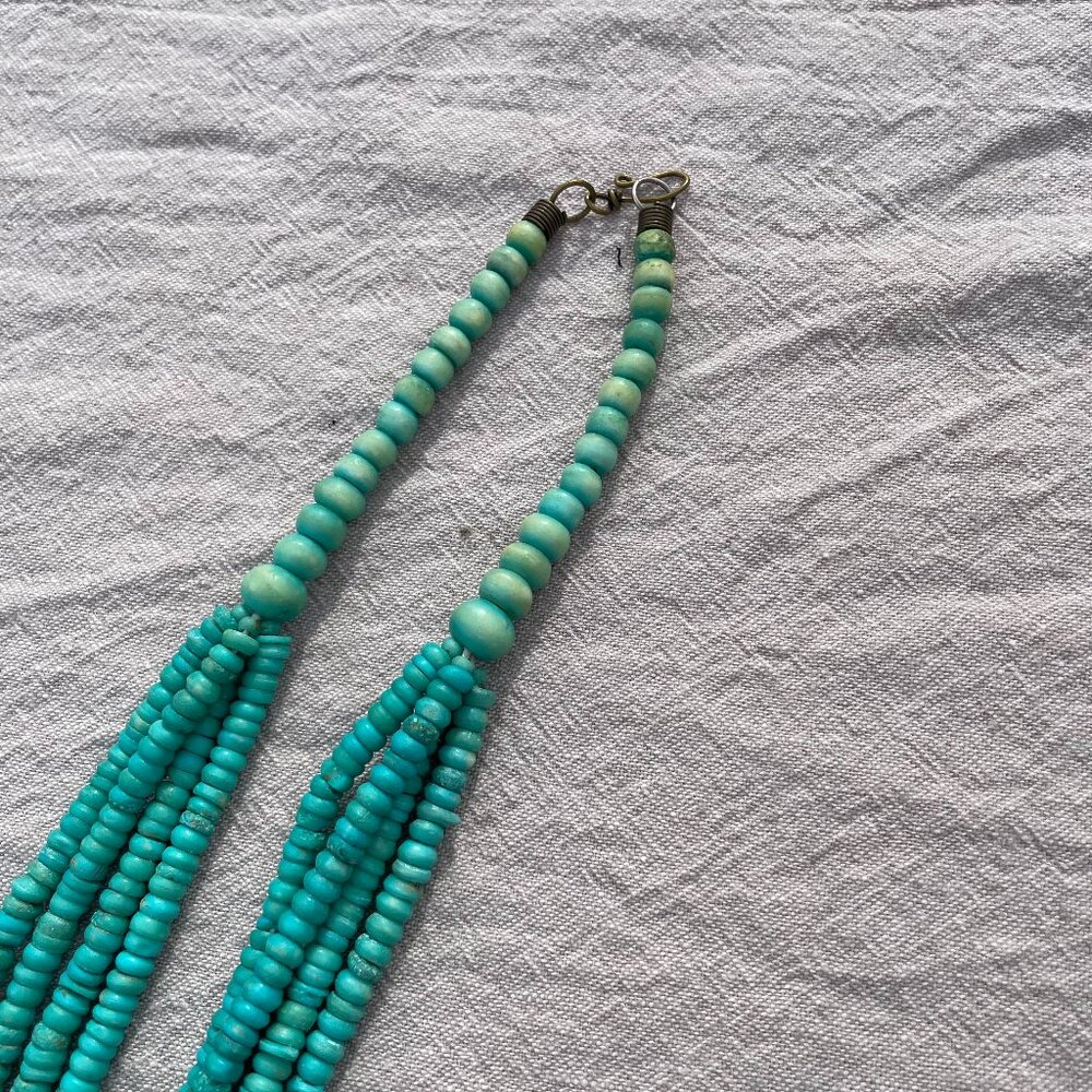Bohemian Turquoise Beaded Long Necklace with Circular Pendant - Picture 3 of 6